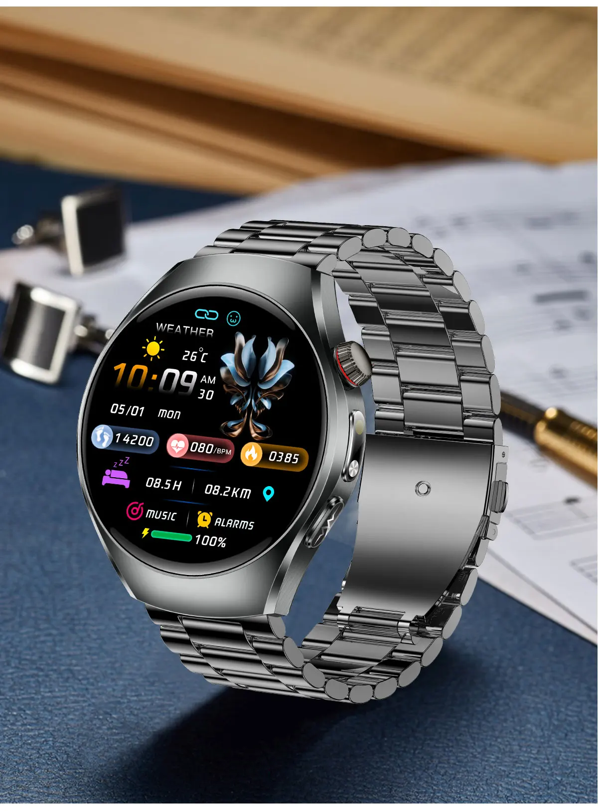 2026 New ECG Smart Watch Body Analysis Blood Oxygen Uric Acid Fatigue Detection Micro-Physical Examination Sapphire Smartwatches