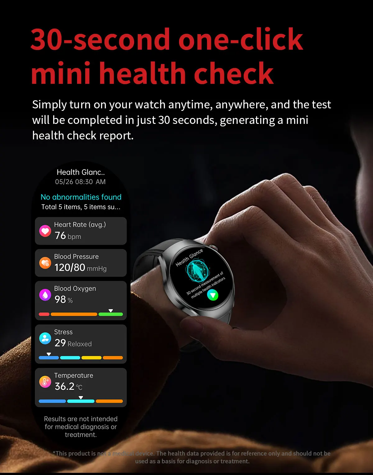 2026 New ECG Smart Watch Body Analysis Blood Oxygen Uric Acid Fatigue Detection Micro-Physical Examination Sapphire Smartwatches