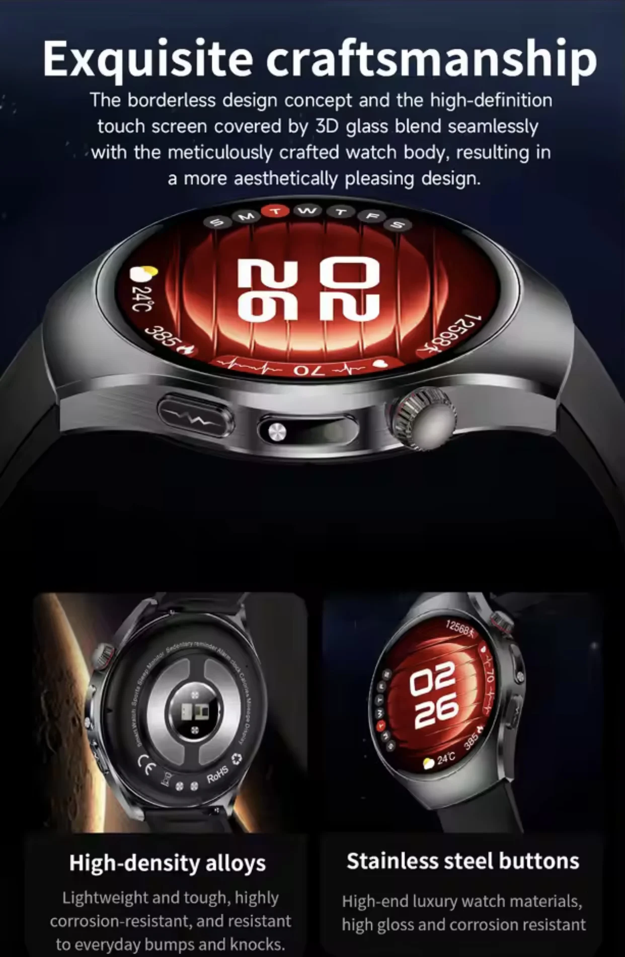 2026 New ECG Smart Watch Body Analysis Blood Oxygen Uric Acid Fatigue Detection Micro-Physical Examination Sapphire Smartwatches