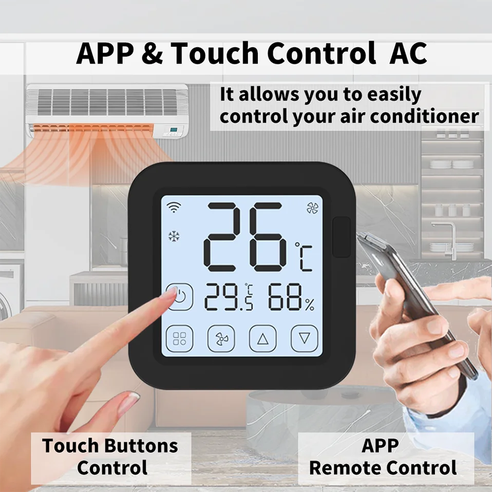 Tuya Smart Air Conditiong Thremostat Built-in Temperature Humidity Sensor For IR Remote AC Work with Alexa Google