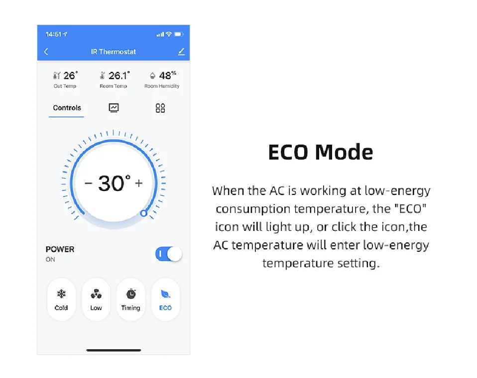Tuya Smart Air Conditiong Thremostat Built-in Temperature Humidity Sensor For IR Remote AC Work with Alexa Google