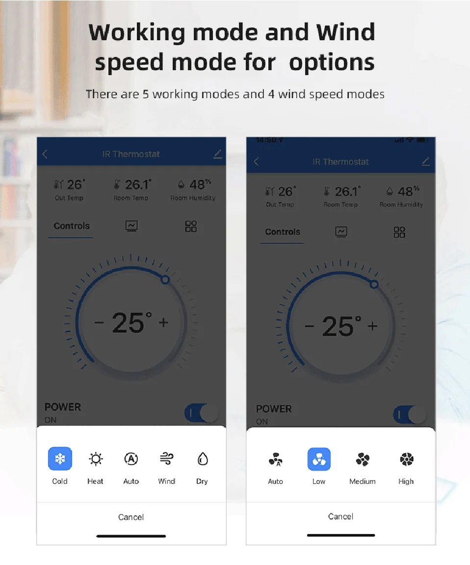 Tuya Smart Air Conditiong Thremostat Built-in Temperature Humidity Sensor For IR Remote AC Work with Alexa Google