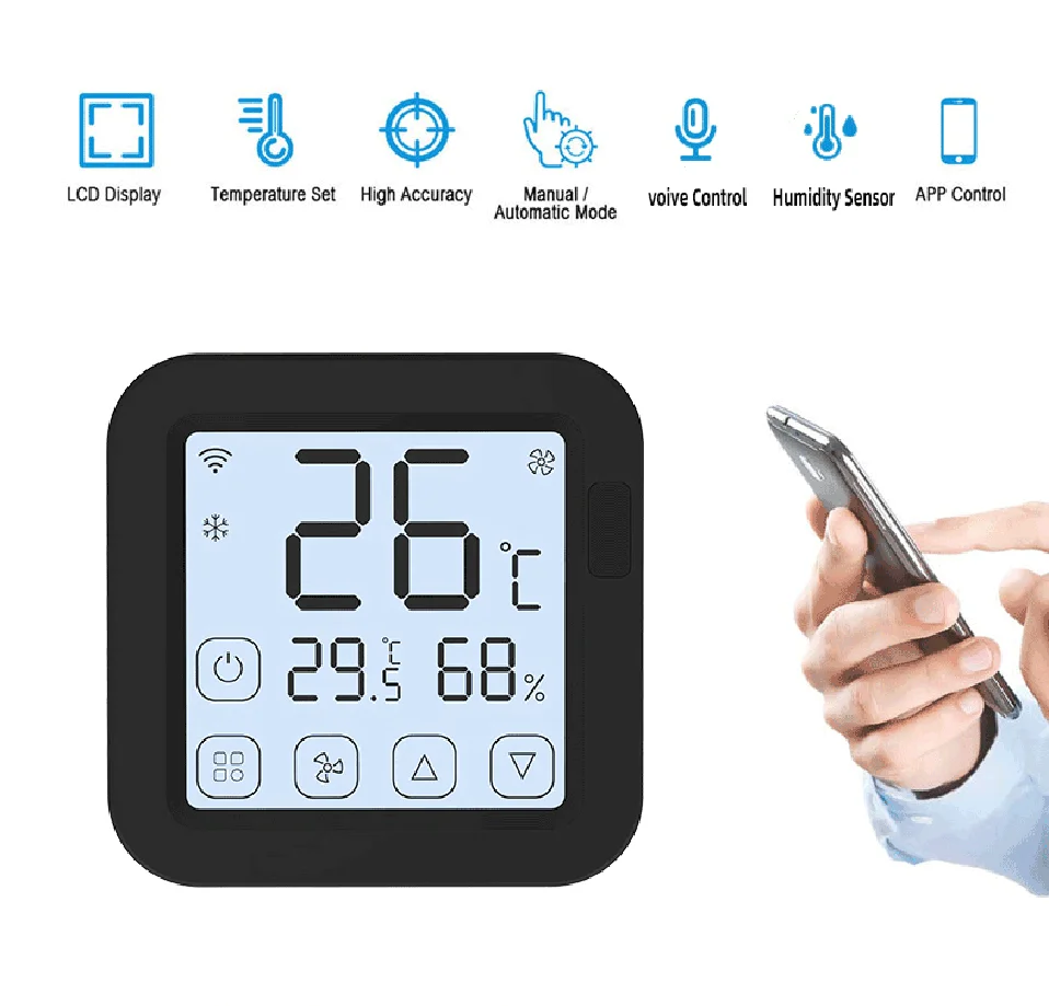 Tuya Smart Air Conditiong Thremostat Built-in Temperature Humidity Sensor For IR Remote AC Work with Alexa Google