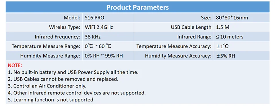Tuya Smart Air Conditiong Thremostat Built-in Temperature Humidity Sensor For IR Remote AC Work with Alexa Google