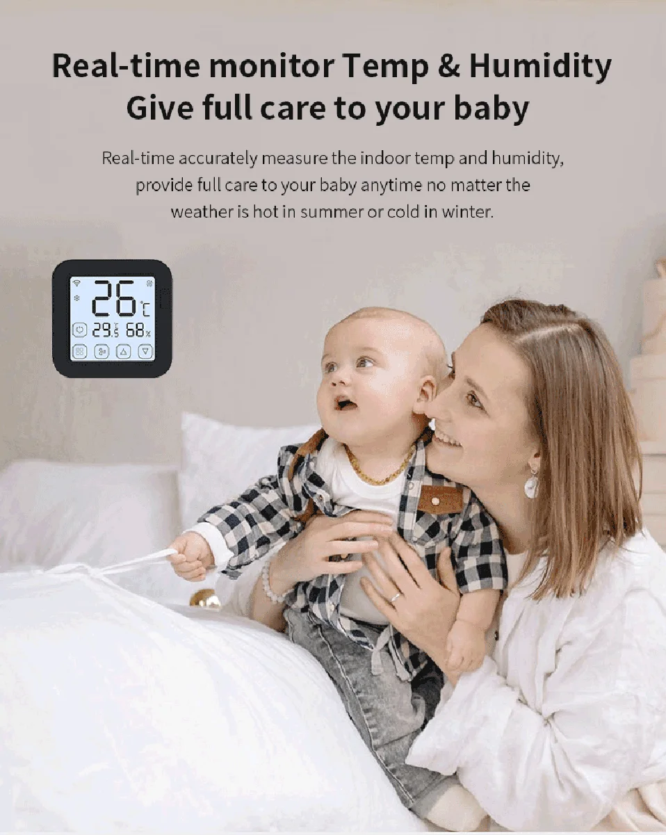 Tuya Smart Air Conditiong Thremostat Built-in Temperature Humidity Sensor For IR Remote AC Work with Alexa Google