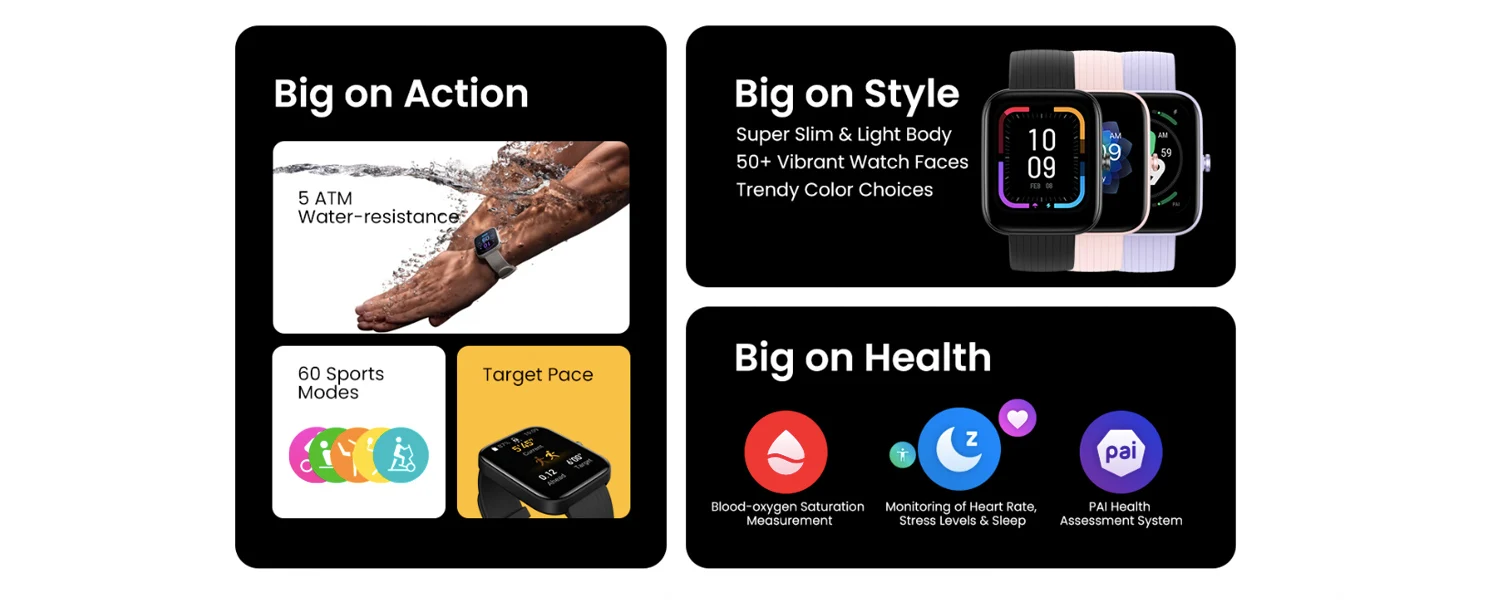 Amazfit Bip 3 Smartwatch For Men Women Birthday Gift Blood-oxygen Saturation Measurement 5ATM Waterproof 60 Sports Modes95New