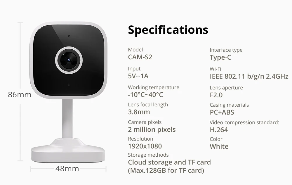 SONOFF CAM Slim Gen2 Easy Micro WiFi 1080P Human Motion Detection Remote Monitoring Lightweight Camera with Google Alexa APP