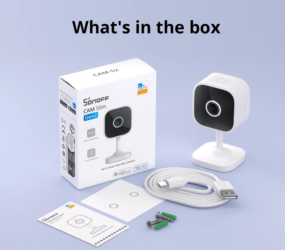 SONOFF CAM Slim Gen2 Easy Micro WiFi 1080P Human Motion Detection Remote Monitoring Lightweight Camera with Google Alexa APP