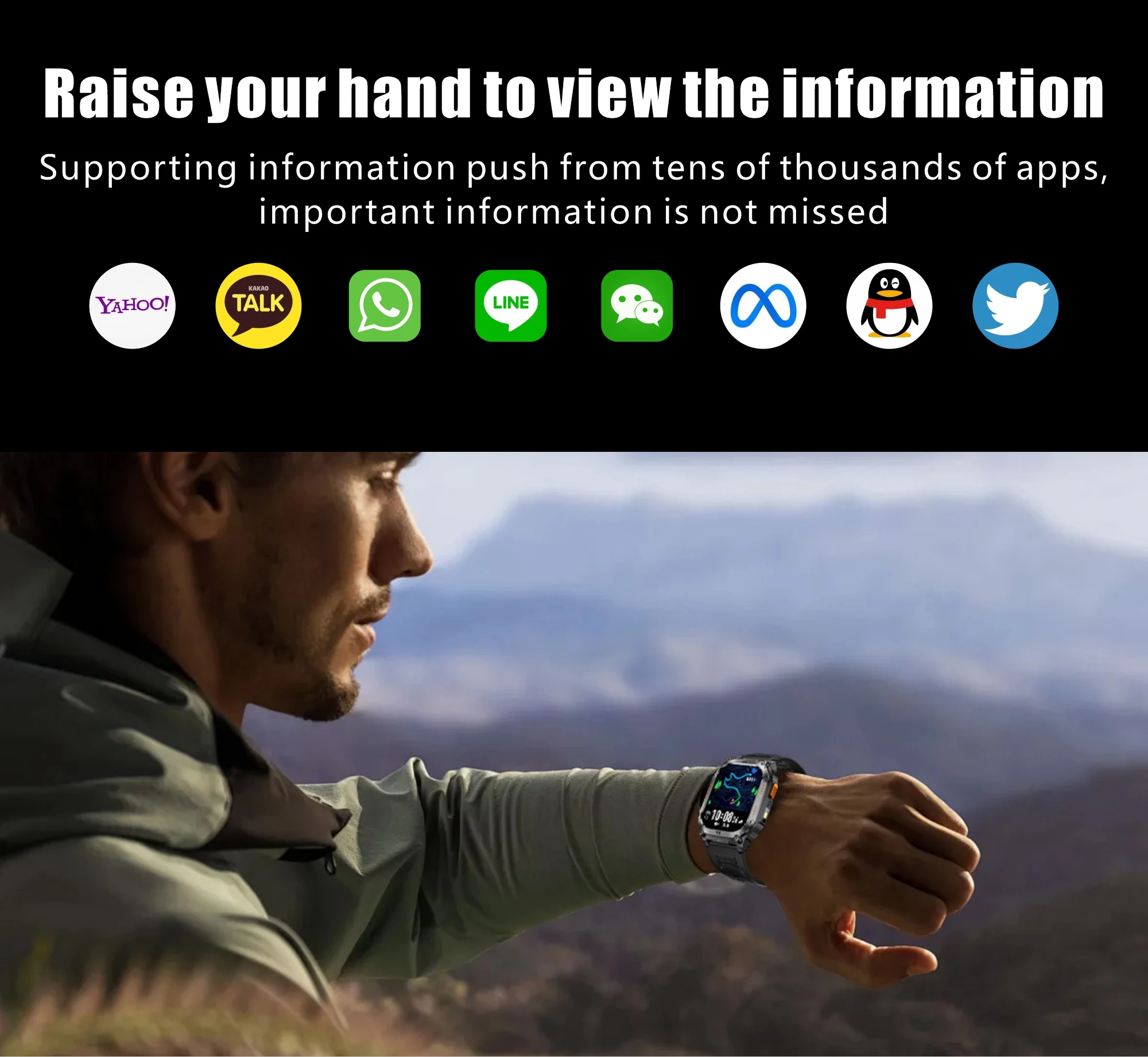 New Ciberer QX18 GPS Smart Watch Ultra-large 2.01''Display Built-in GPS Compass & Altimeter Health & Fitness Tracking Smartwatch