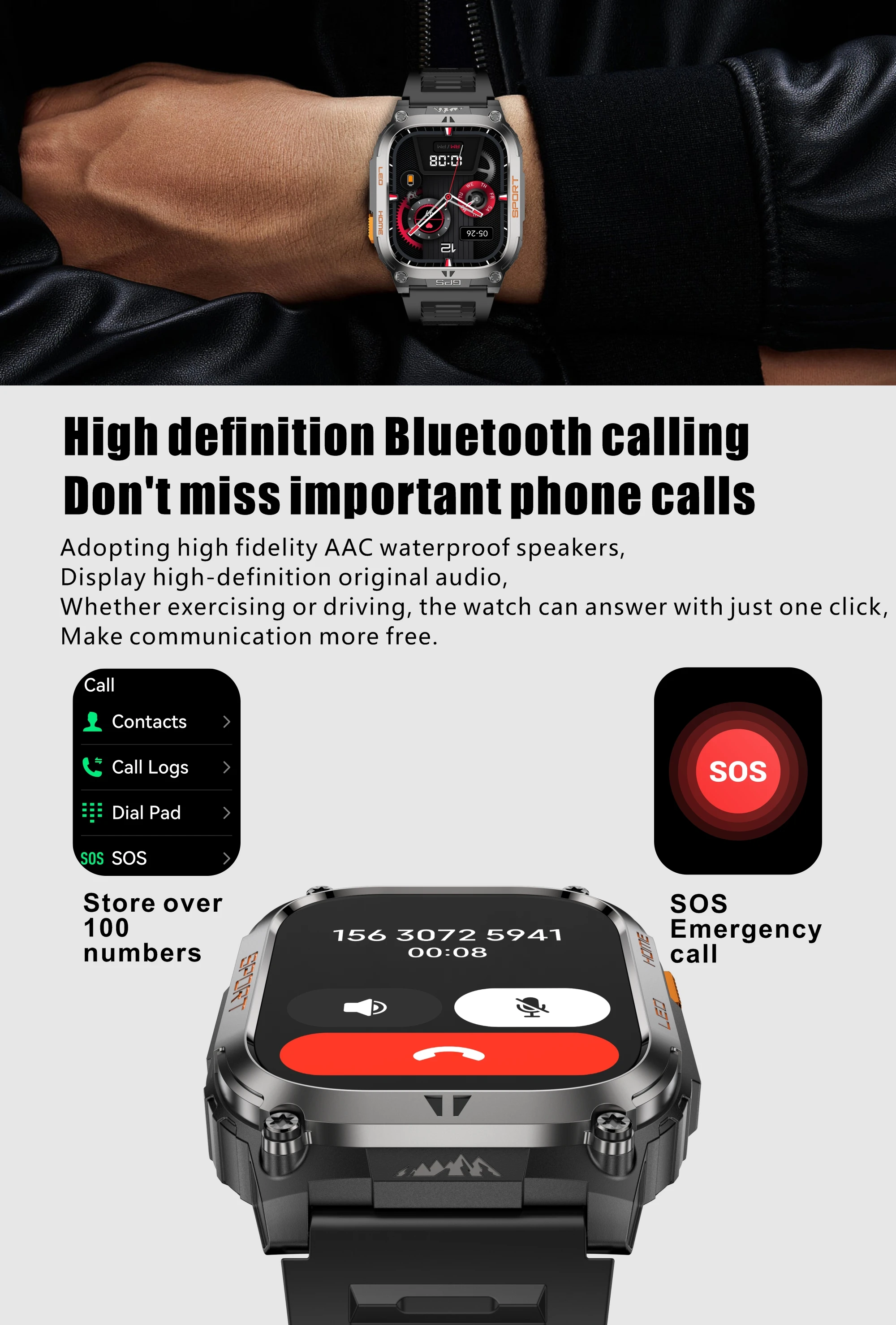 New Ciberer QX18 GPS Smart Watch Ultra-large 2.01''Display Built-in GPS Compass & Altimeter Health & Fitness Tracking Smartwatch
