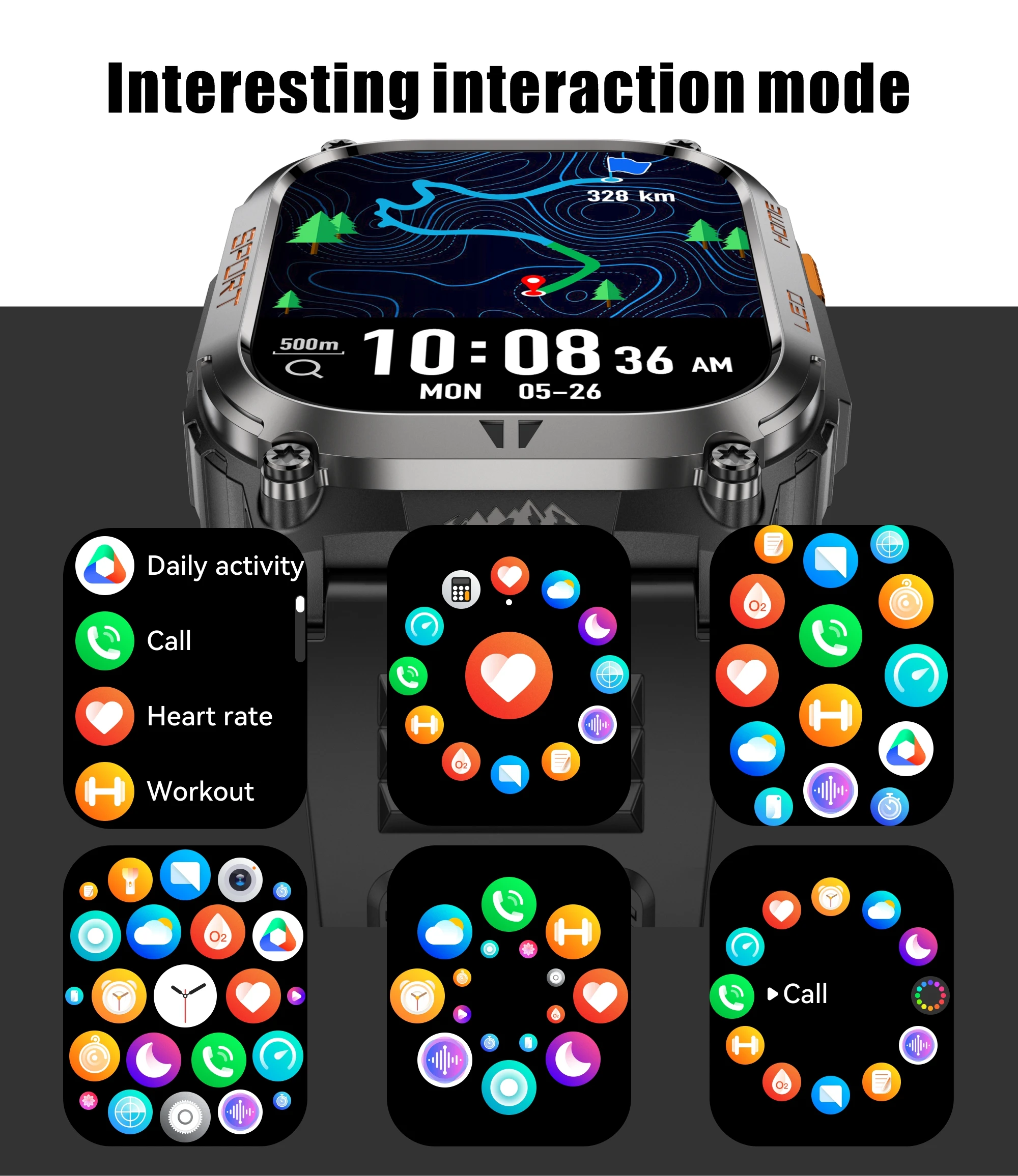New Ciberer QX18 GPS Smart Watch Ultra-large 2.01''Display Built-in GPS Compass & Altimeter Health & Fitness Tracking Smartwatch