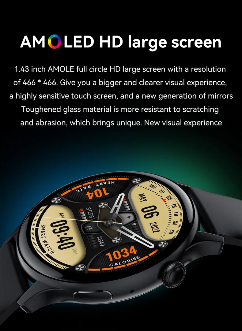 For IOS Android Real AMOLED Smart Watch Women 1.43 inch GPS Sport Screen Always Display NFC Bluetooth Call Smartwatch 2024