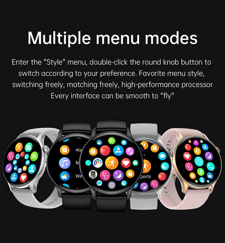 For IOS Android Real AMOLED Smart Watch Women 1.43 inch GPS Sport Screen Always Display NFC Bluetooth Call Smartwatch 2024