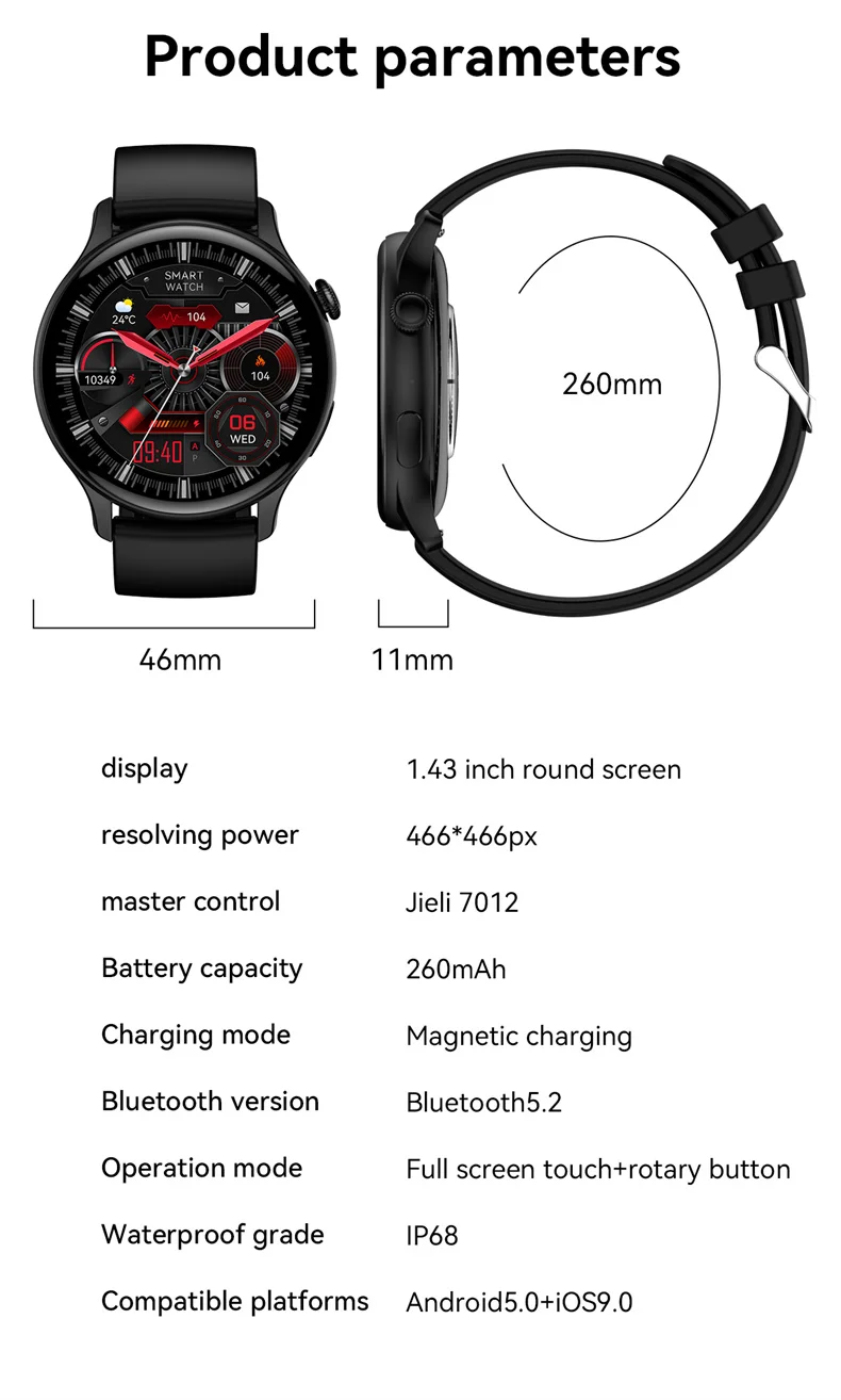 For IOS Android Real AMOLED Smart Watch Women 1.43 inch GPS Sport Screen Always Display NFC Bluetooth Call Smartwatch 2024