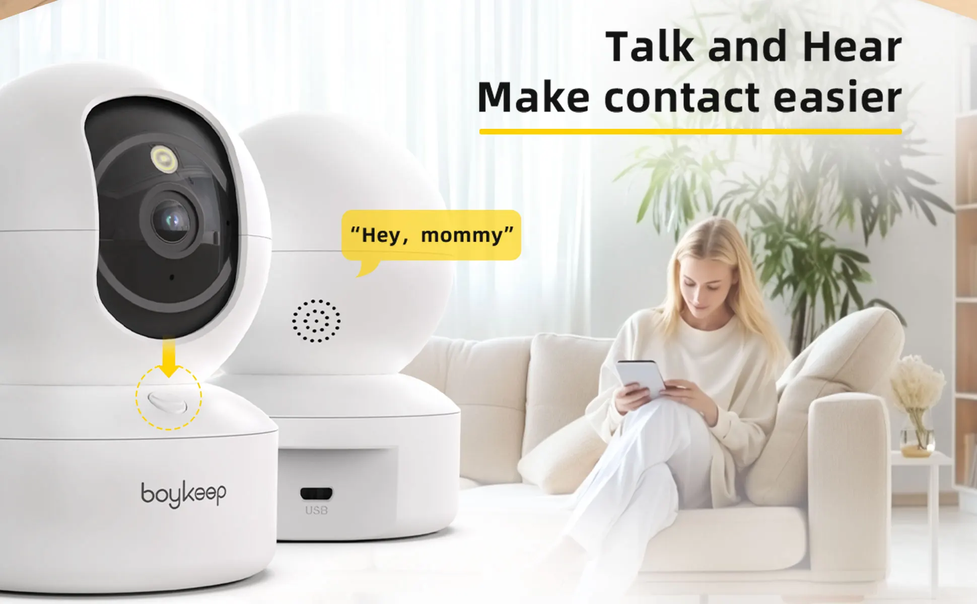 BoyKeep 3MP 5G/2.4GHz WiFi Indoor Home Security IP Smart Baby Monitor Camera Automatic Tracking 24/7 Video Surveillance Camera
