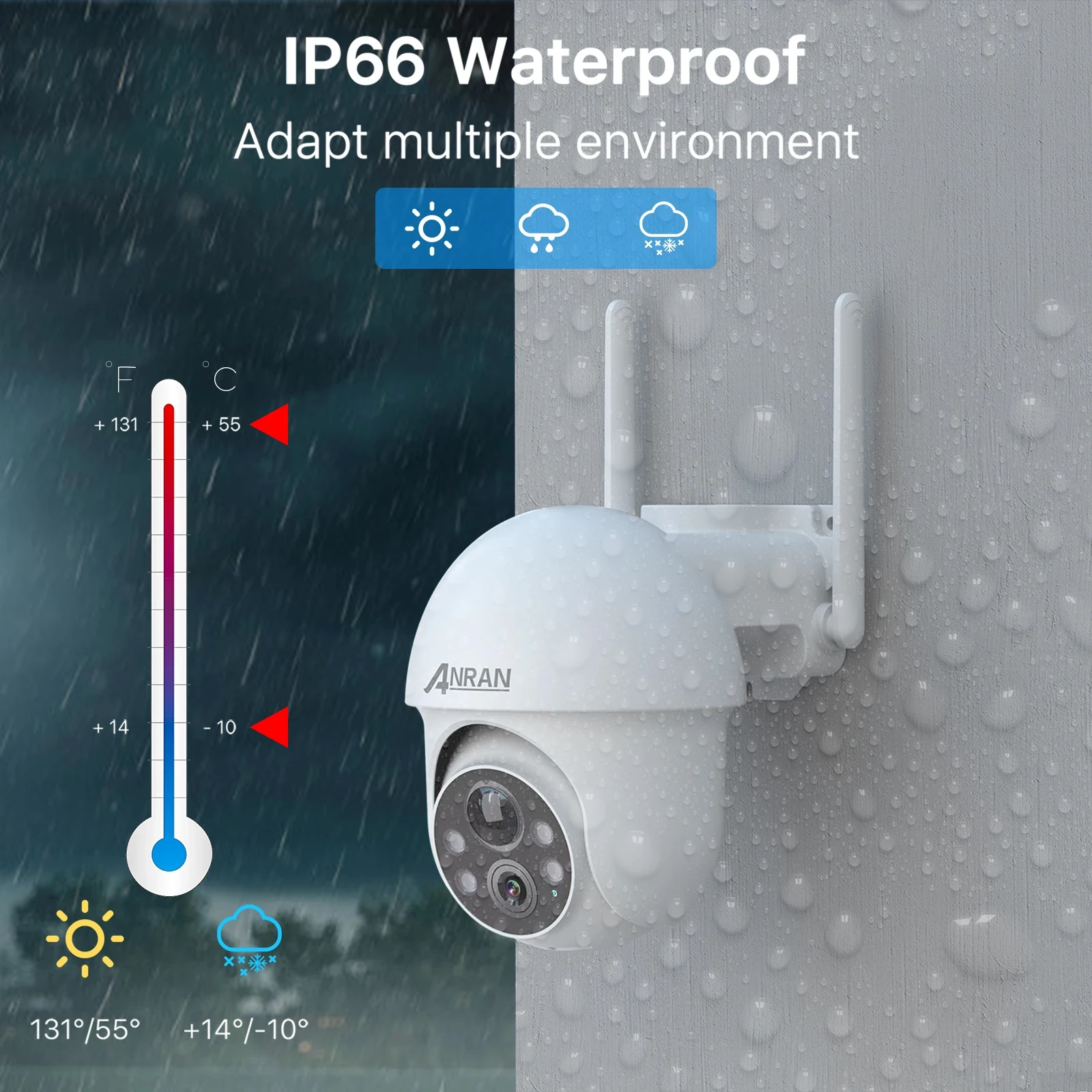 ANRAN Solar Camera 5MP Outdoor PTZ Wireless Wifi Battery Camera Security Cameras Home Protection PIR Detect Night Color Vision