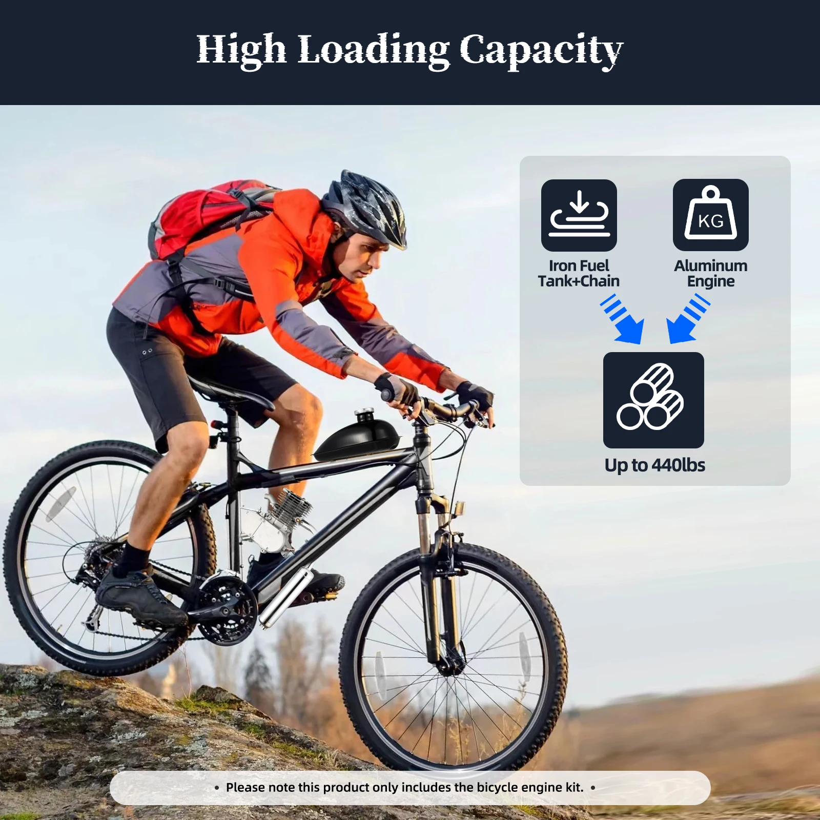 36/44 Tooth 100CC 2-stroke Bike Petrol Engine Set Bicycle Gasoline Engine Kit Modify The Speed Single Cylinder, Air-cooling