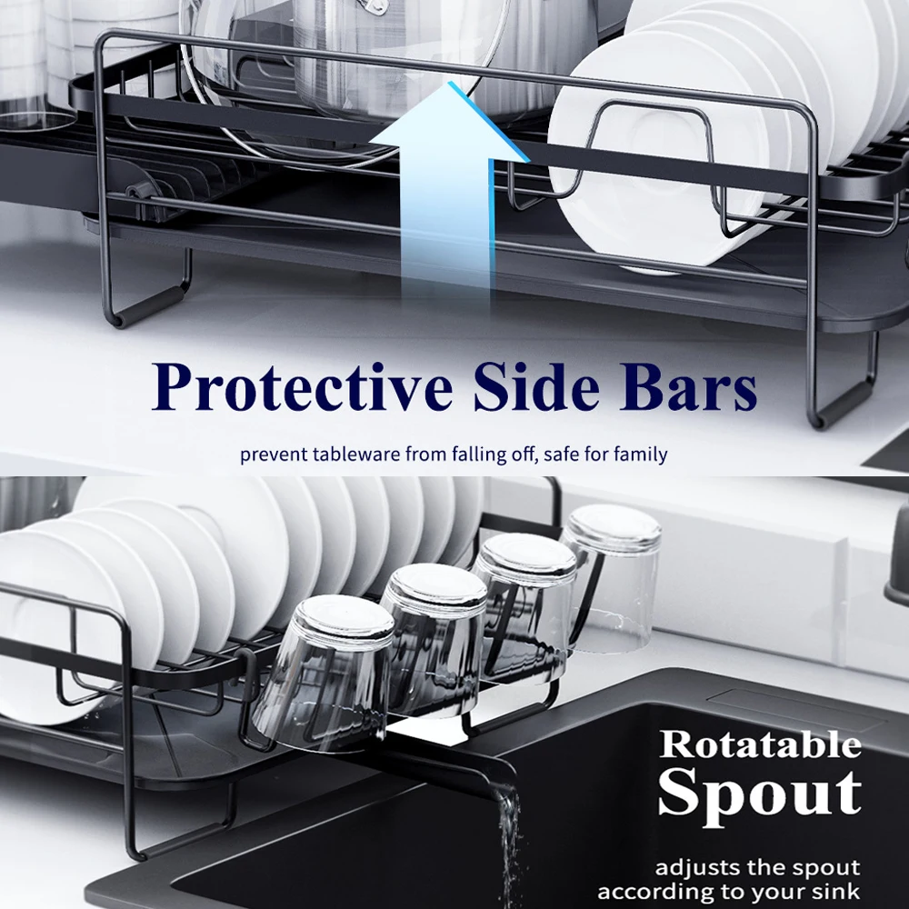 Dish Drying Rack, Expandable Dish Racks for Kitchen Counter,18.7" to 26.69" Extendable Multifunctional Extra Large Dish
