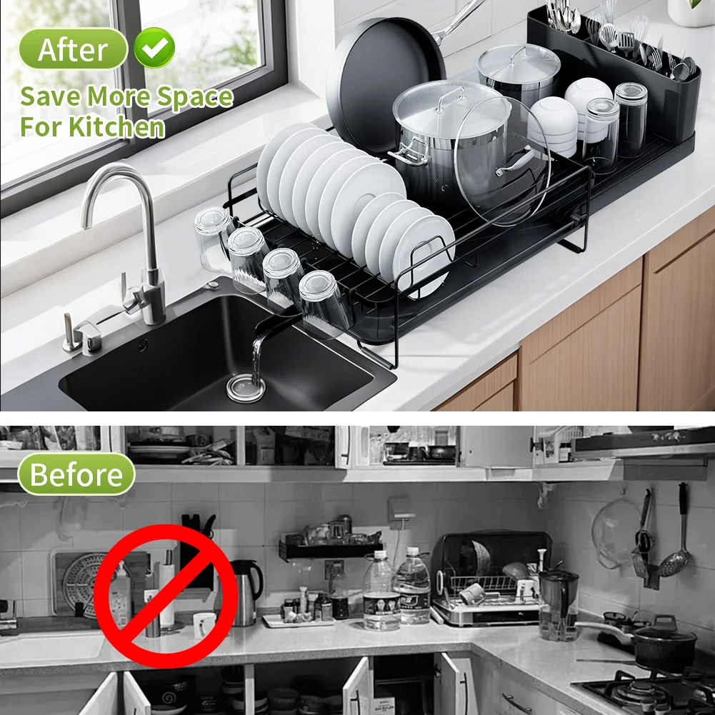 Dish Drying Rack, Expandable Dish Racks for Kitchen Counter,18.7" to 26.69" Extendable Multifunctional Extra Large Dish