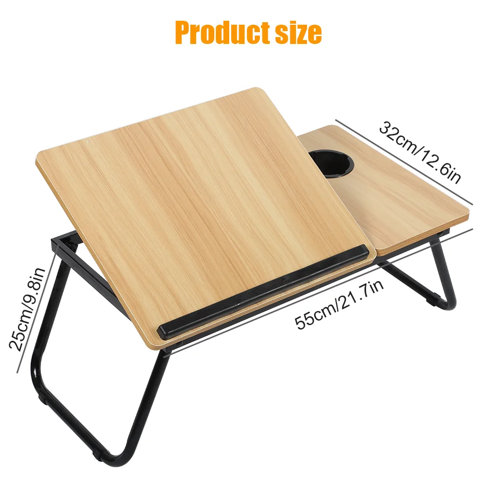 Folding Desk Laptop Table for Bed and Sofa Laptop Desk 5-Level Height Adjustment+Cup Holder Multifunction Table for Home Office