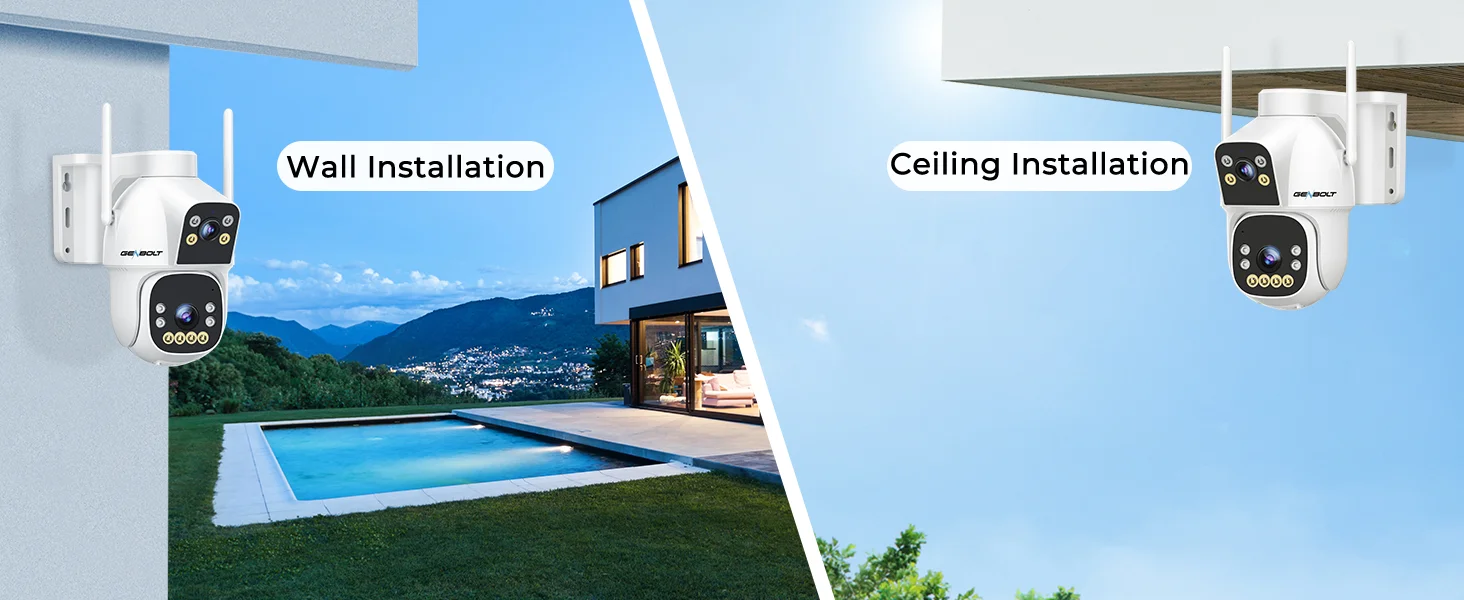 2.5K Outdoor Solar Security WIFI Camera AOV 24/7, Dual Motion Detection, with SIM, 15600mAh Night Vision for Patio/Garage GENBOL