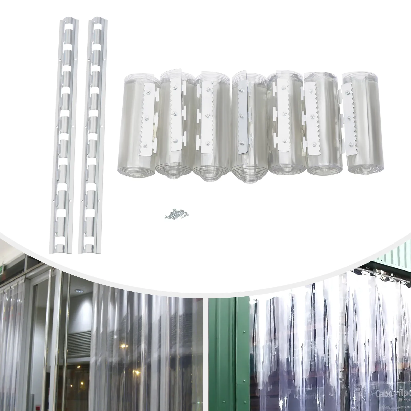 7X PVC Strip Curtain Plastic Soft Freezer Room Door Curtain Kit Hanging 18cm X2m Air-Conditioning Heat Insulation