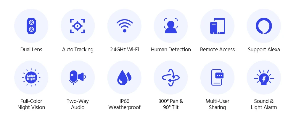 ANNKE 6MP Dual-Lens Outdoor Wireless WiFi Security PT Camera Red Blue Flashing Lights Siren Smart Dual Light Two-Way Audio