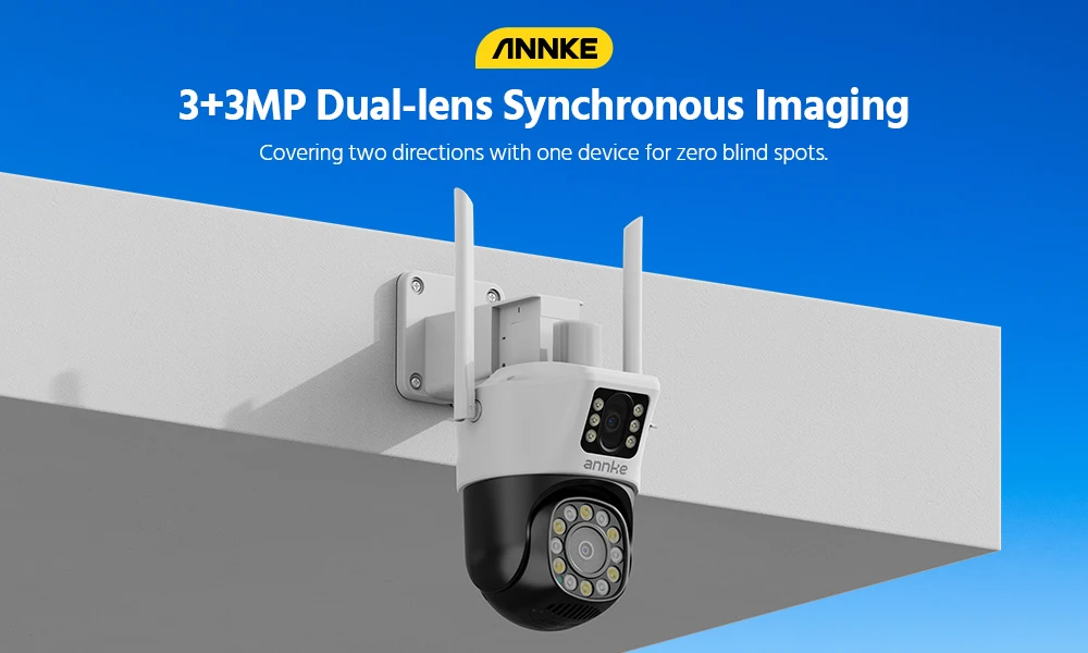 ANNKE 6MP Dual-Lens Outdoor Wireless WiFi Security PT Camera Red Blue Flashing Lights Siren Smart Dual Light Two-Way Audio