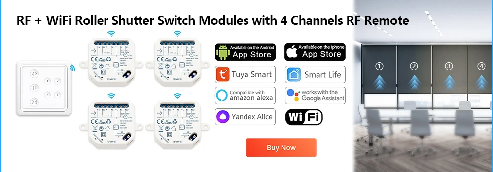 Tuya Smart Life Curtain Switch Module Remote Control Blinds Roller Shutter RF+WIFI App Timer Google Home Aelxa Echo Smart Home