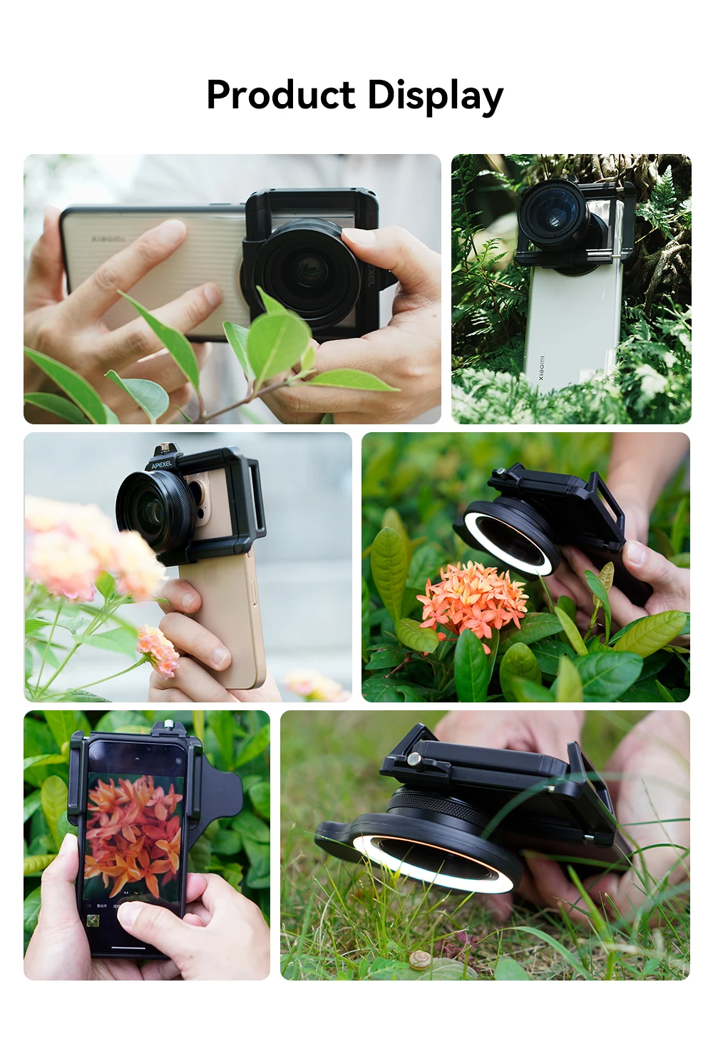 APEXEL 10-20X Zoom Macro Lens HD Micro Phone Camera Lenses with LED Fill Light for iPhone Samsung All Smartphones Eyelash Macro