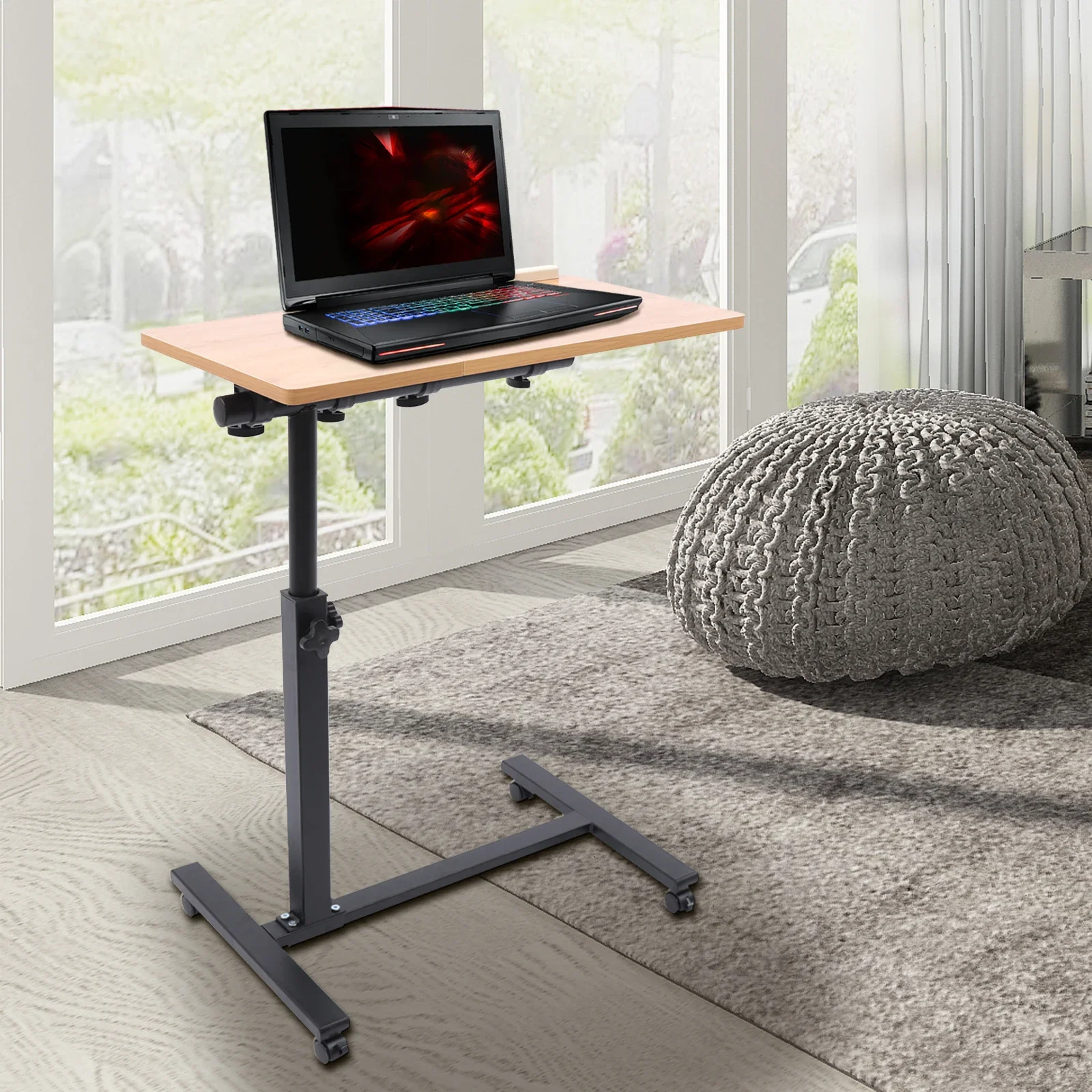 Mobile Laptop Table Adjustable 360° Rotation Computer Mobile Stand, Rolling Laptop Stand w/ Tilting Top 58-90cm