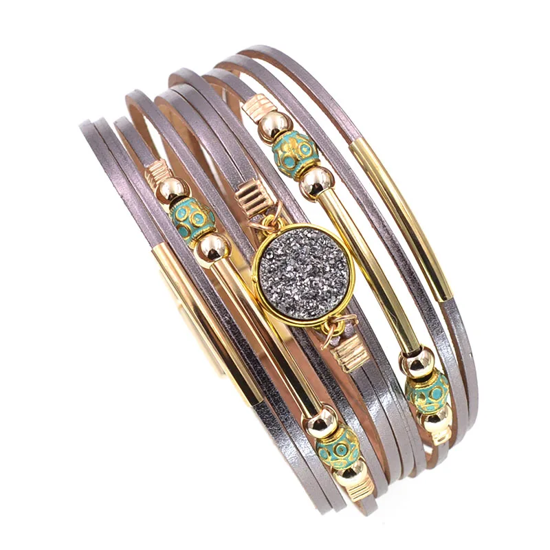 WELLMORE Women Bracelets Bohemia Bracelets Fashion Wrap Bracelet Leather Bracelets for Women Female Jewelry Wholesale