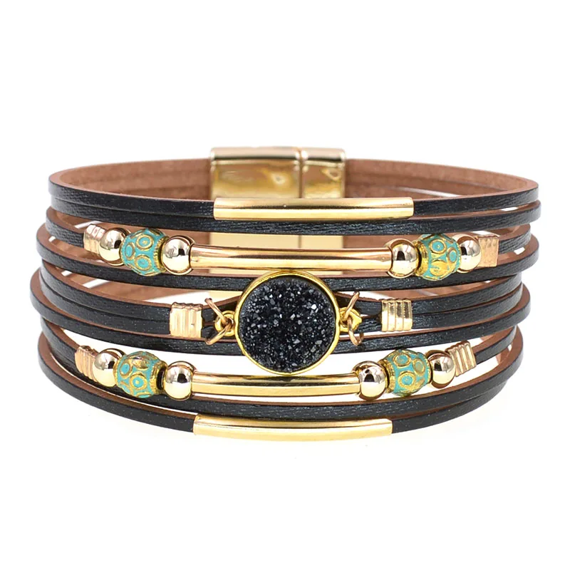 WELLMORE Women Bracelets Bohemia Bracelets Fashion Wrap Bracelet Leather Bracelets for Women Female Jewelry Wholesale