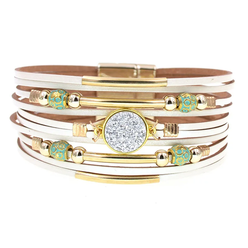 WELLMORE Women Bracelets Bohemia Bracelets Fashion Wrap Bracelet Leather Bracelets for Women Female Jewelry Wholesale