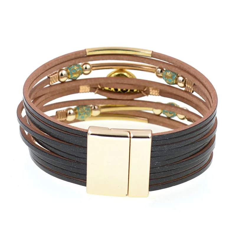 WELLMORE Women Bracelets Bohemia Bracelets Fashion Wrap Bracelet Leather Bracelets for Women Female Jewelry Wholesale