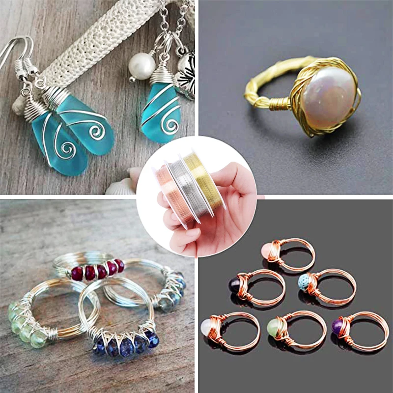 0.2-1mm Silver/Gold/Rose Gold Copper Wire for Bracelet Necklace DIY Colorfast Beading Wire Jewelry Cord String for Craft Making