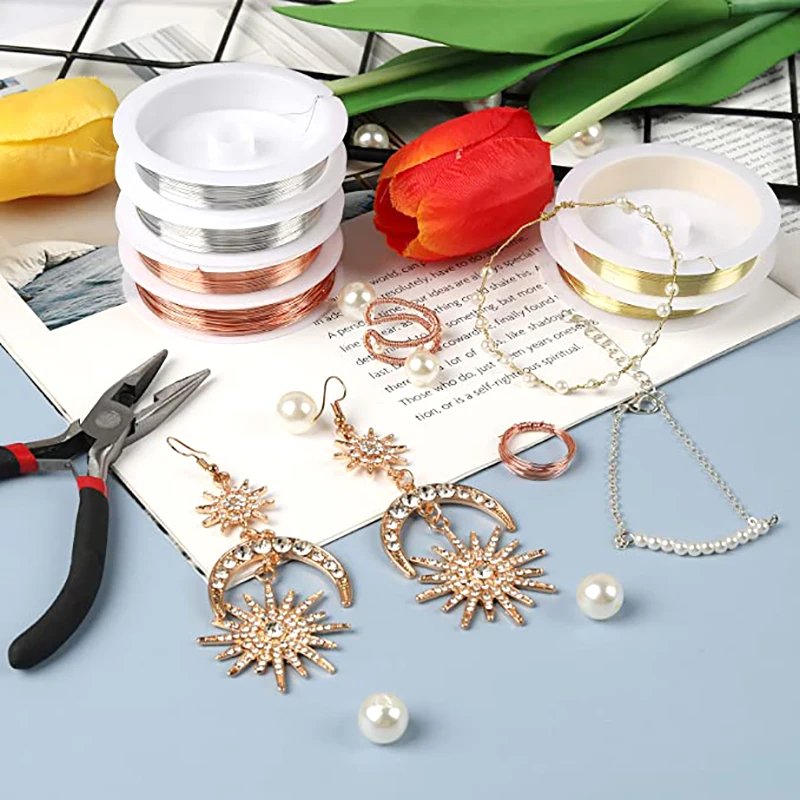 0.2-1mm Silver/Gold/Rose Gold Copper Wire for Bracelet Necklace DIY Colorfast Beading Wire Jewelry Cord String for Craft Making