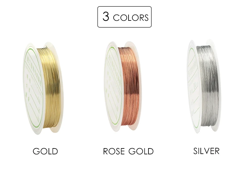 0.2-1mm Silver/Gold/Rose Gold Copper Wire for Bracelet Necklace DIY Colorfast Beading Wire Jewelry Cord String for Craft Making
