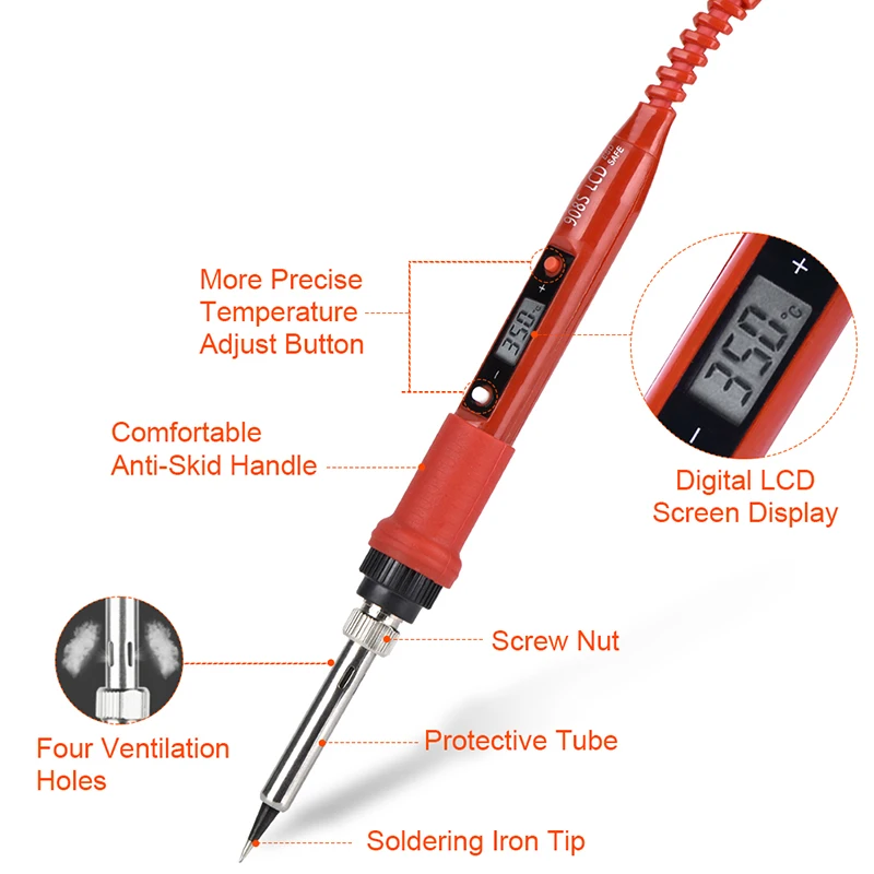 JCD 80W Electric Soldering Iron 220V 110V Adjustable Temperature Solder Iron LCD Display Welding Repair Tools Soldering Iron Tip