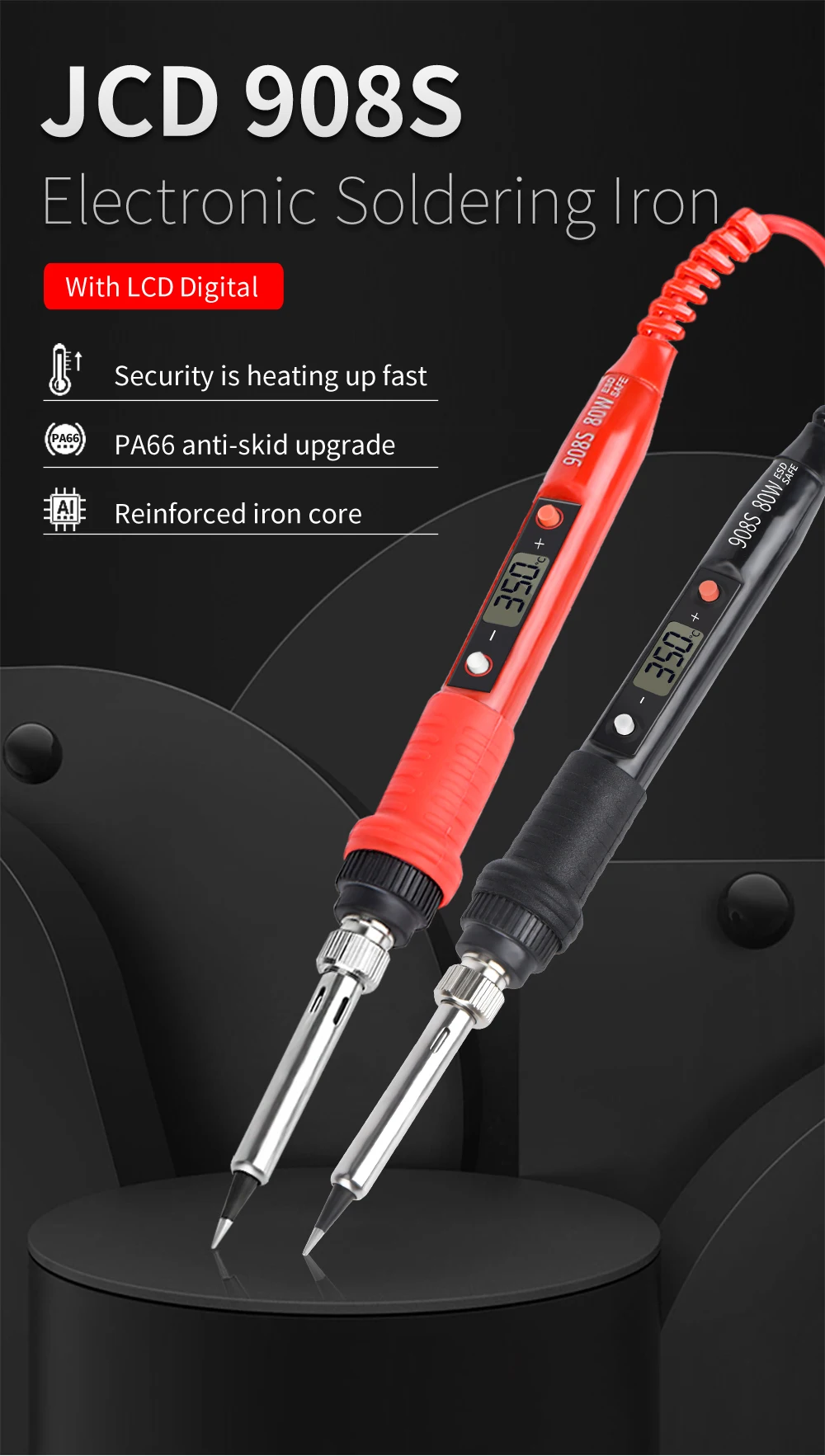 JCD 80W Electric Soldering Iron 220V 110V Adjustable Temperature Solder Iron LCD Display Welding Repair Tools Soldering Iron Tip
