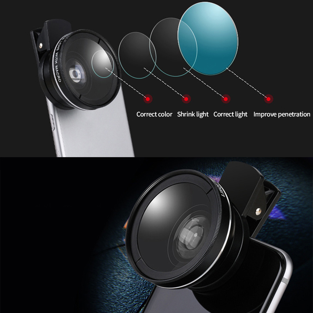 2 In 1 Mobile Phone Lens 0.45x Super Wide Angle 12.5x Macro HD Camera Lens For iPhone 12 11 8 7 6 XS Huawei Xiaomi Samsung