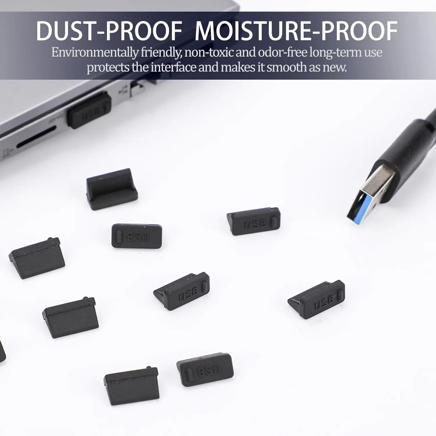 10-60PCS Silicone Dust Plug for USB-A Charger Port Cap Female Jack Universal Dustproof Ports Protectors for PC Notebook Laptop