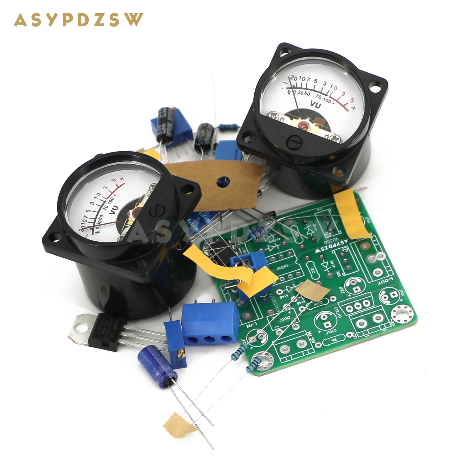 ASYPDZSW VU358 VU Level LM358 Audio Meter Driver DIY Kit/Finished Board +2 PCS With Warm LED Meter Head Adjustable Sensitivity