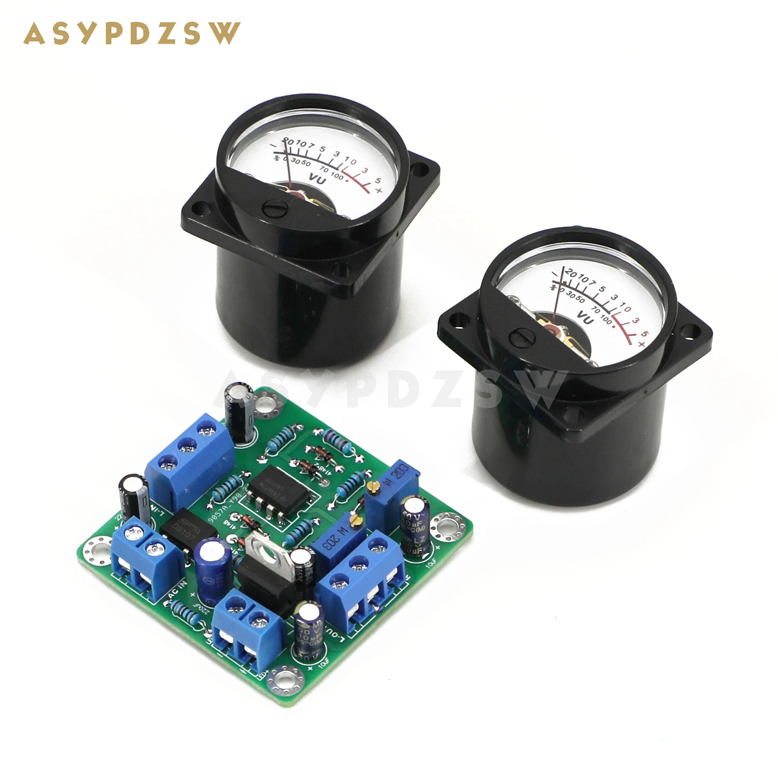 ASYPDZSW VU358 VU Level LM358 Audio Meter Driver DIY Kit/Finished Board +2 PCS With Warm LED Meter Head Adjustable Sensitivity