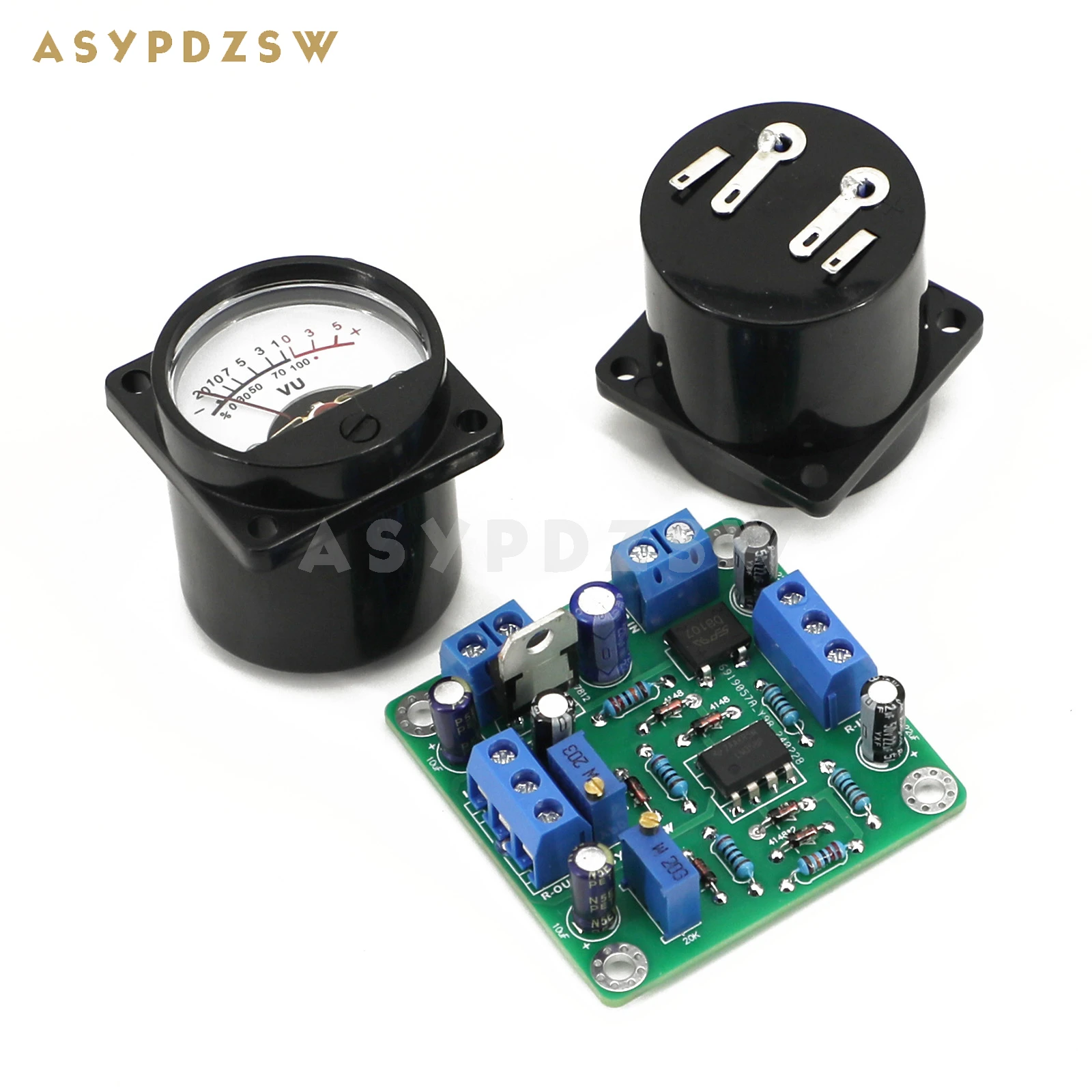 ASYPDZSW VU358 VU Level LM358 Audio Meter Driver DIY Kit/Finished Board +2 PCS With Warm LED Meter Head Adjustable Sensitivity