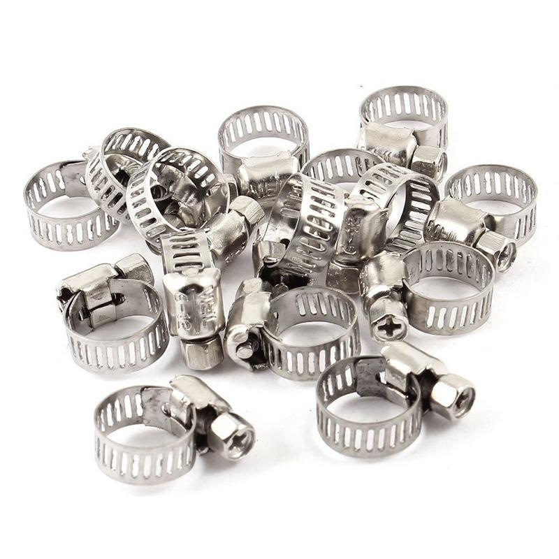 10 Pcs Stainless Steel 6mm To 12mm Hose Pipe Clamps Clips Fastener