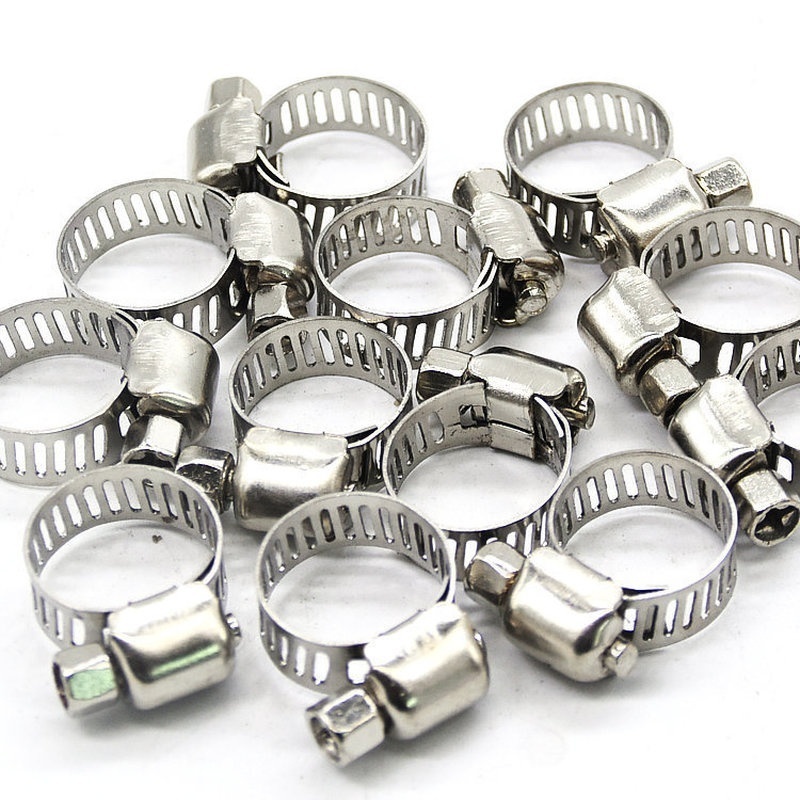 10 Pcs Stainless Steel 6mm To 12mm Hose Pipe Clamps Clips Fastener