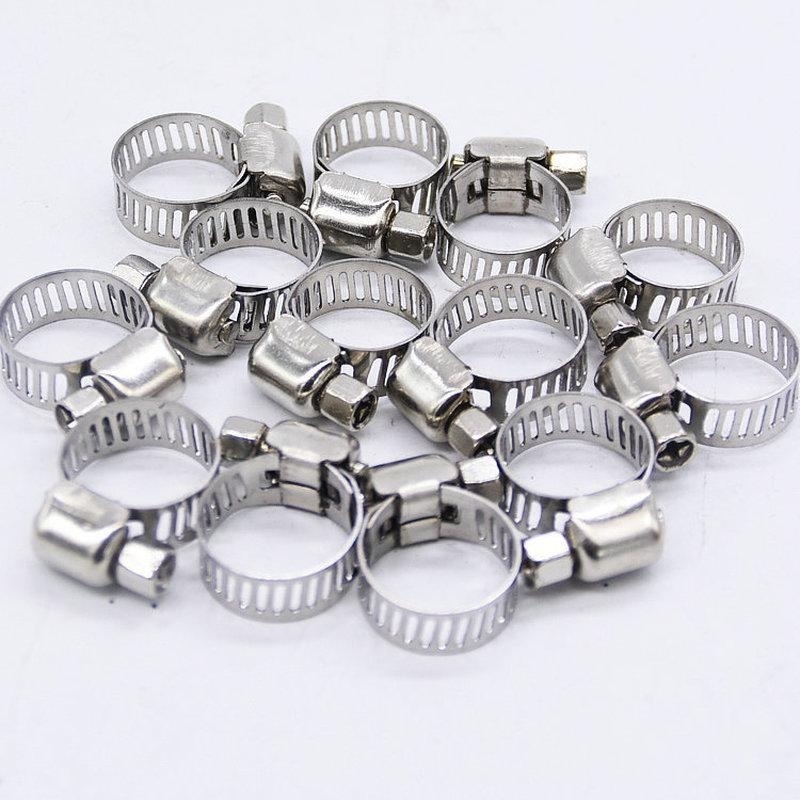 10 Pcs Stainless Steel 6mm To 12mm Hose Pipe Clamps Clips Fastener