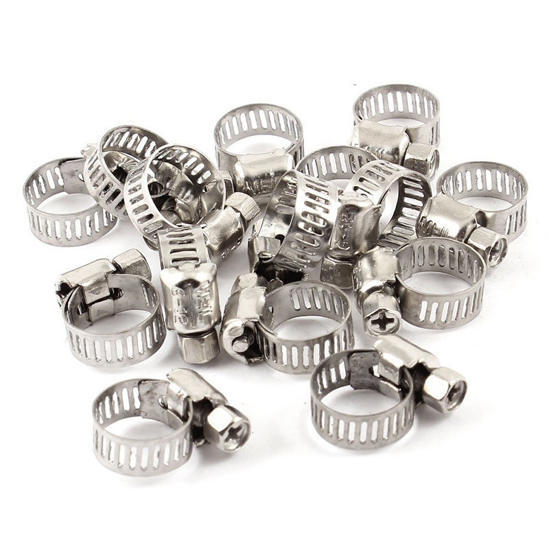 10 Pcs Stainless Steel 6mm To 12mm Hose Pipe Clamps Clips Fastener