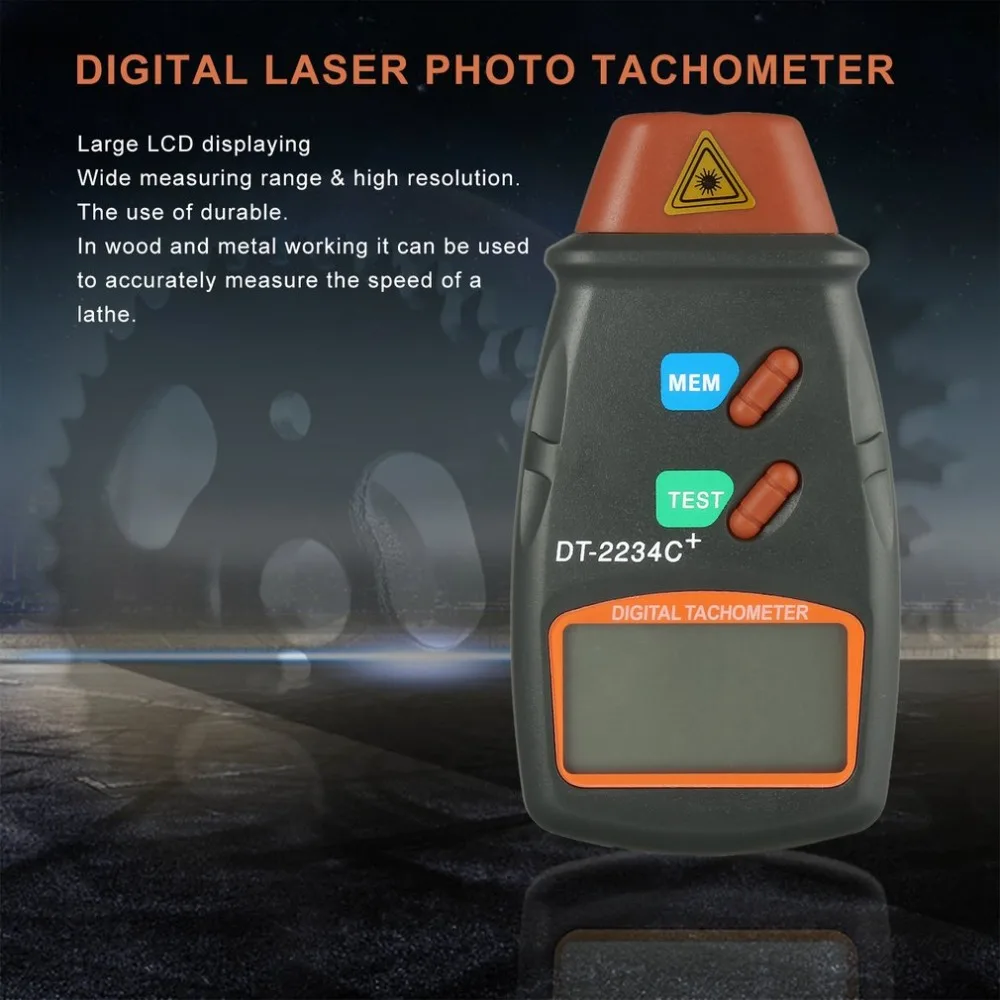 Kebidumei Dt2234C + Digital Laser Tachometer Rpm Meter Non-Contact 2.5Rpm-99999Rpm Lcd Display Speed Meter Dt2234C Tester Speed
